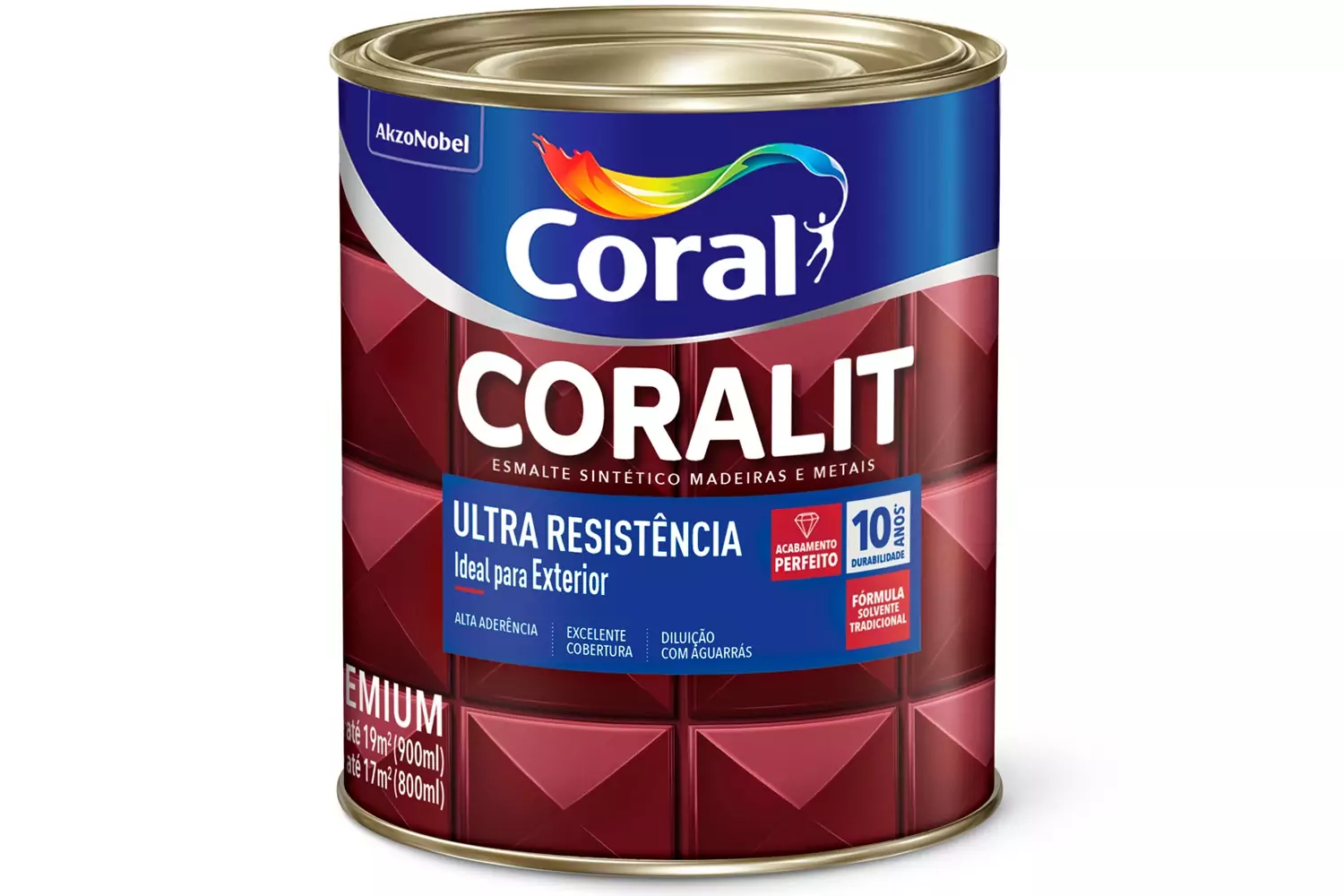 Tinta Esmalte Sintético Coralit Premium Brilhante Tradicional Del Rey 900 ml Coral