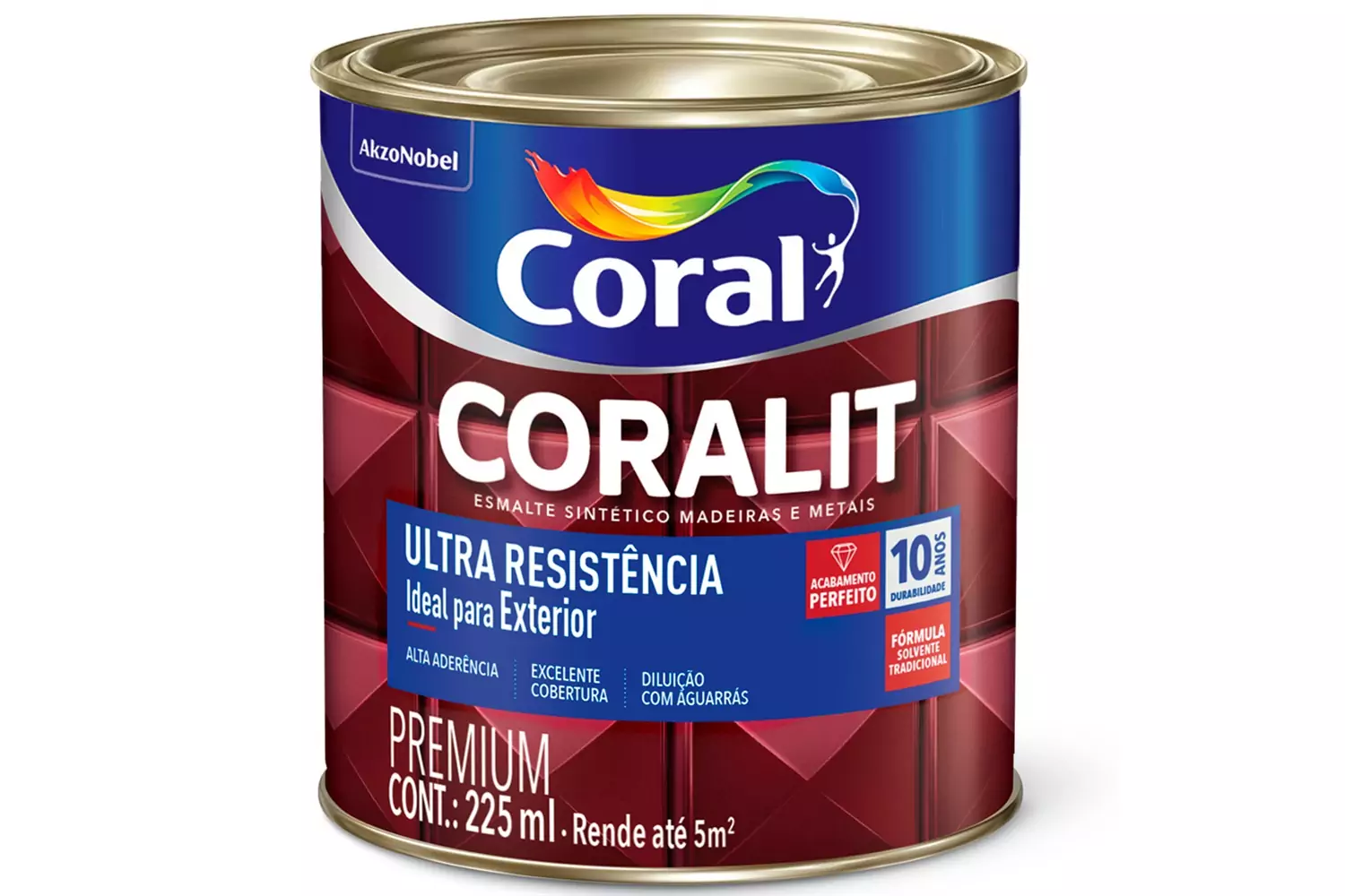 Tinta Esmalte Sintético Coralit Premium Brilhante Tradicional Platina 225 ml Coral