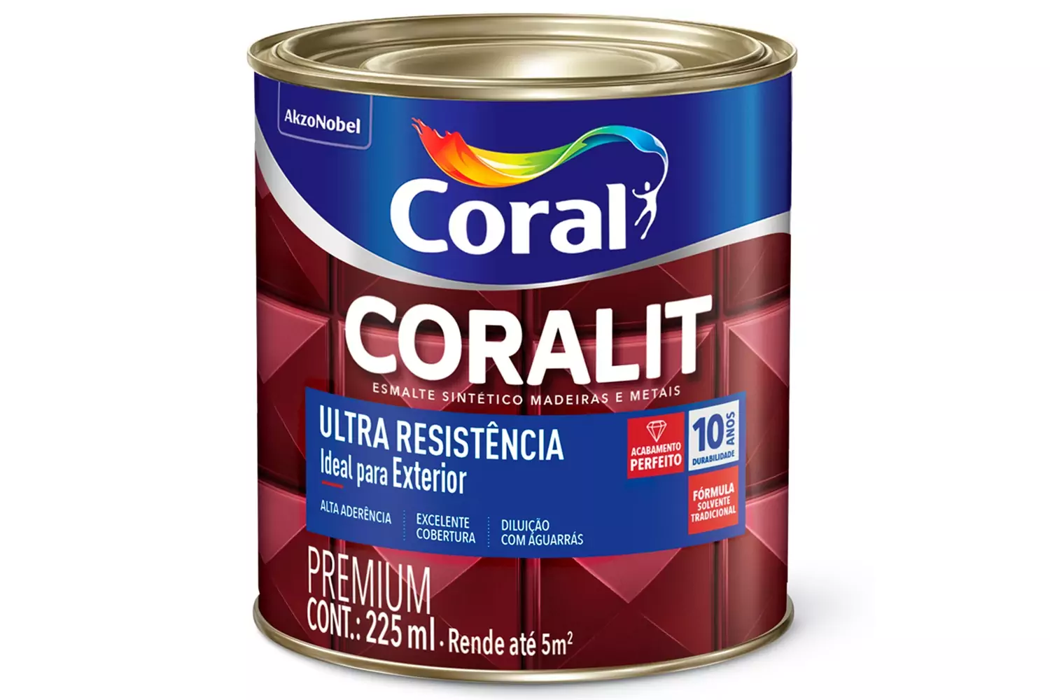 Tinta Esmalte Sintético Coralit Premium Brilhante Tradicional Vermelho 225 ml Coral