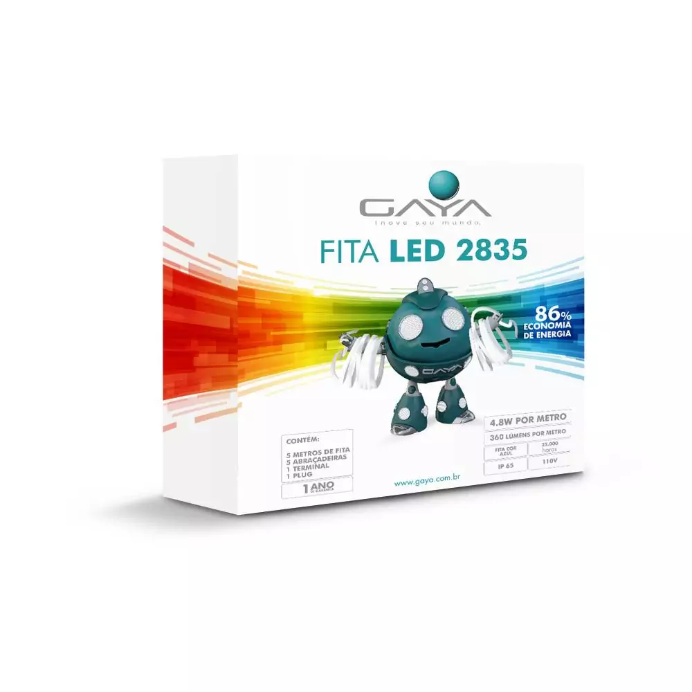 Kit Fita LED 4,8W 110V Azul 5m 2835 Gaya
