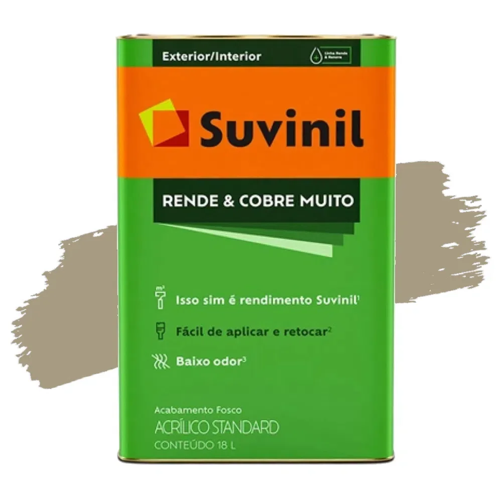 Tinta Acrílica Standard Rende E Cobre Muito Fosca Concreto 18 L Suvinil