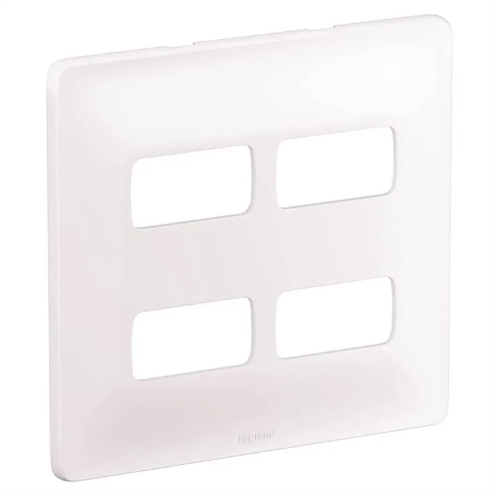 Placa com 4 Postos Separados Zeffia Branco 4 x 4cm Pial Legrand