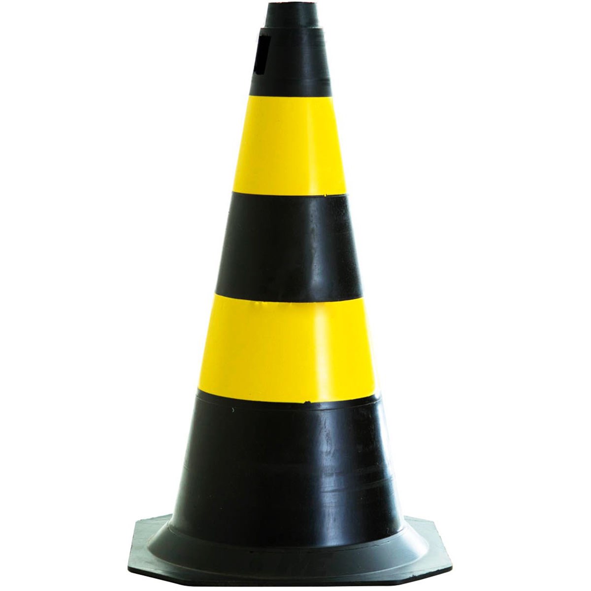 Cone de Sinalização Preto e Amarelo 75 cm Plastcor