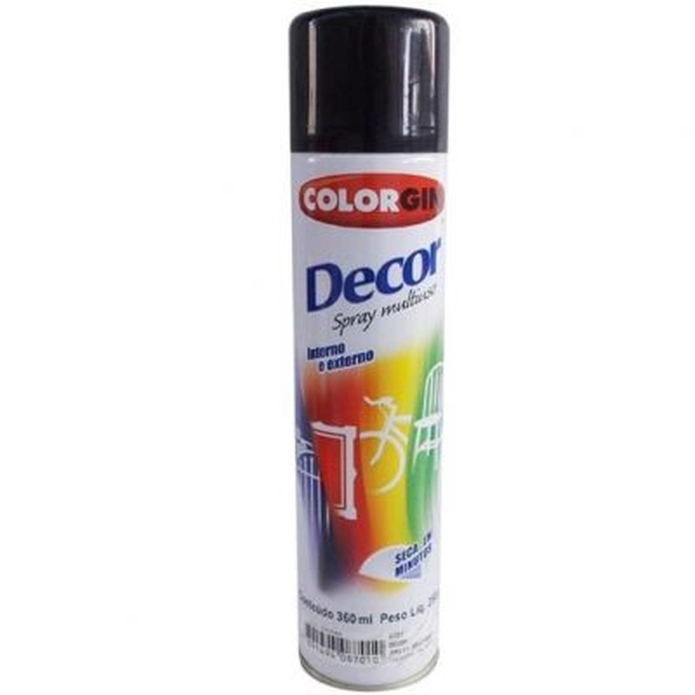 Tinta Spray Decor Preto Brilhante 360 ml Colorgin