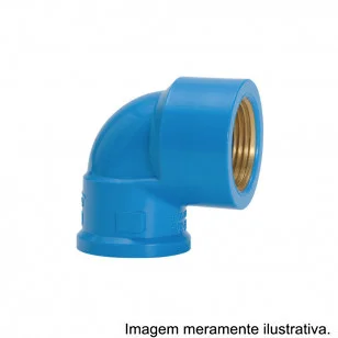 Joelho 90° Soldável com Bucha de Latão Azul em PVC 32 mm x 3/4" Amanco