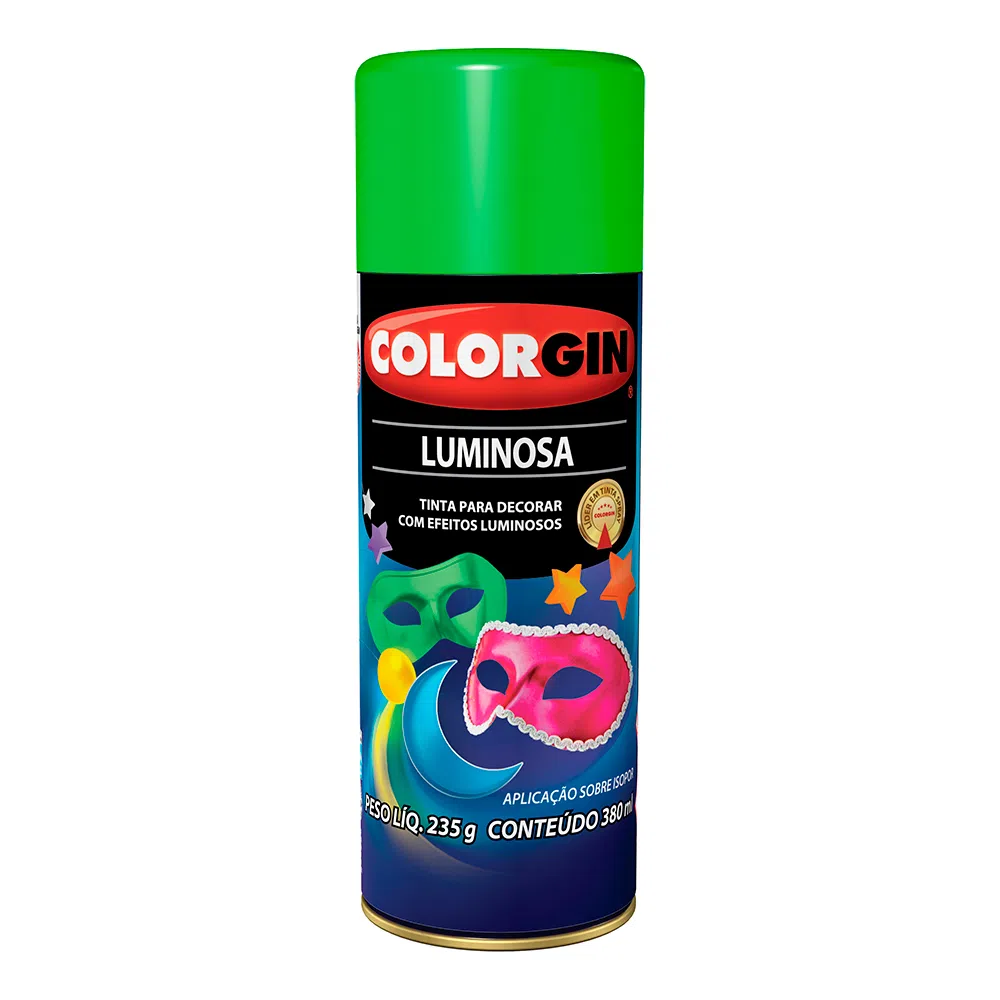 Tinta Spray Luminosa Verde 350 ml Colorgin