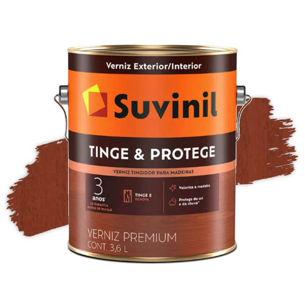 Verniz Tinge e Protege Brilhante Mogno 3,6 l Suvinil