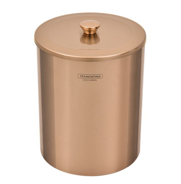 Lixeira em Aço Inox Polida Rosé Gold Útil 5 L Tramontina