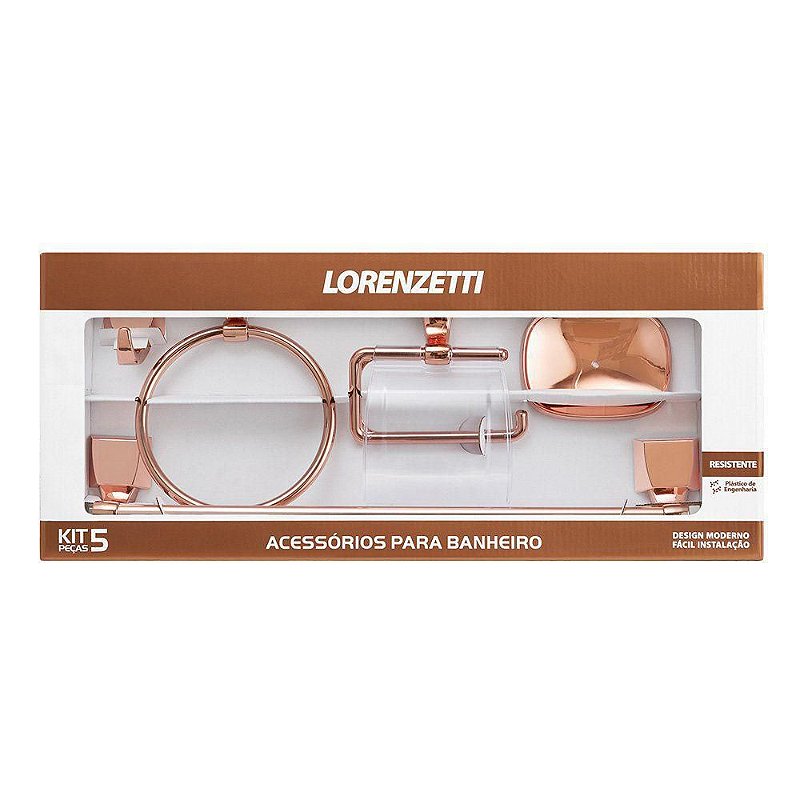 Kit de Acessórios Rosé Gold com 5 Peças Lorenzetti