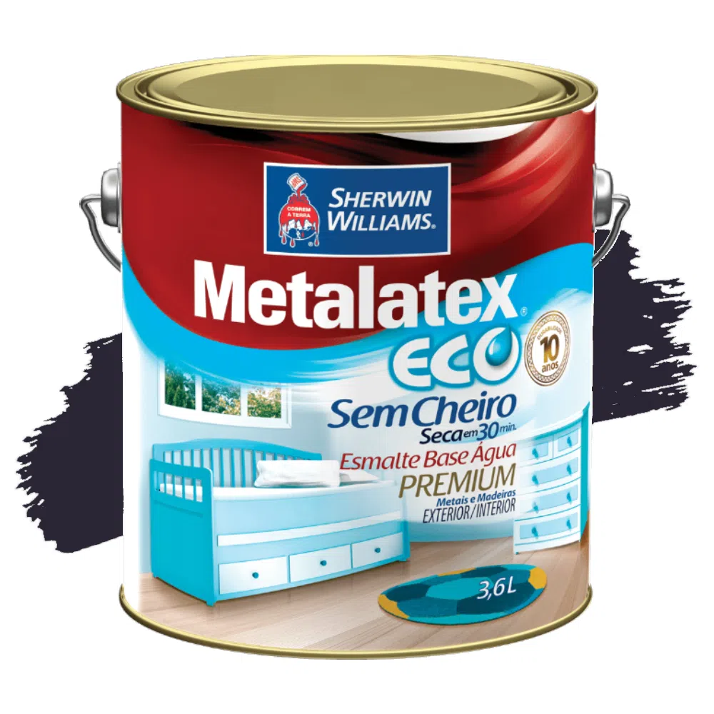 Tinta Esmalte Metalatex Acetinado Eco Preto 3,6L Sherwin Williams