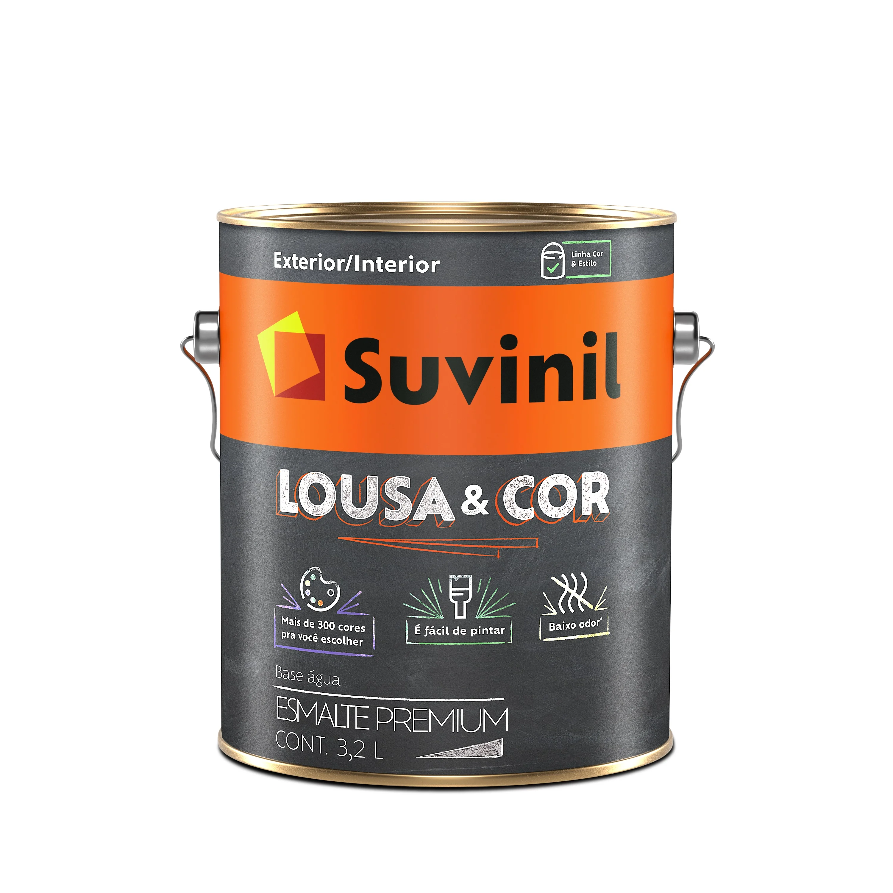 Tinta Esmalte Self-Color Lousa & Cor Acetinada Preta 3,2 L Suvinil