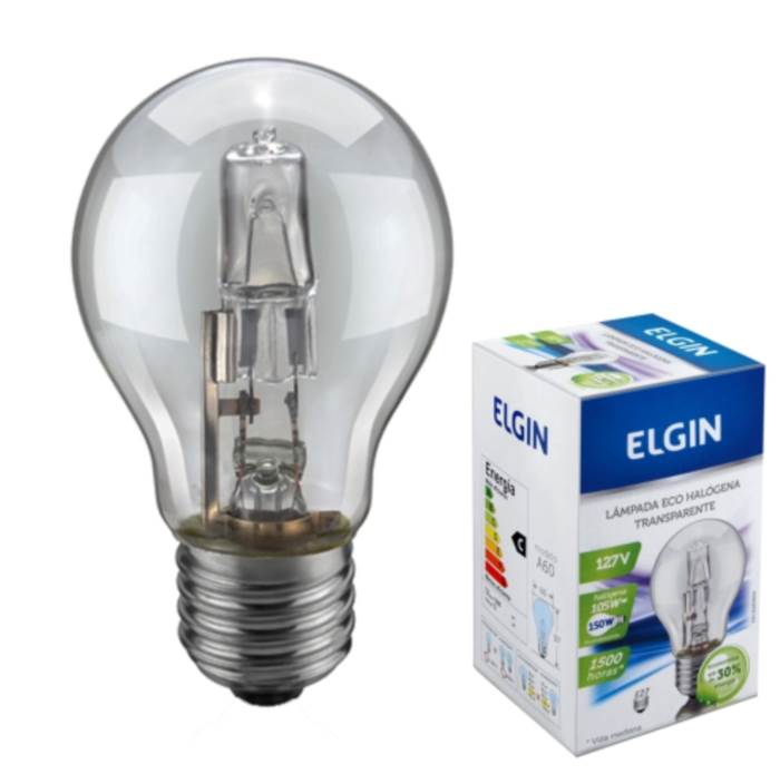 Lâmpada Halógena Transparente 72W 127V  Elgin