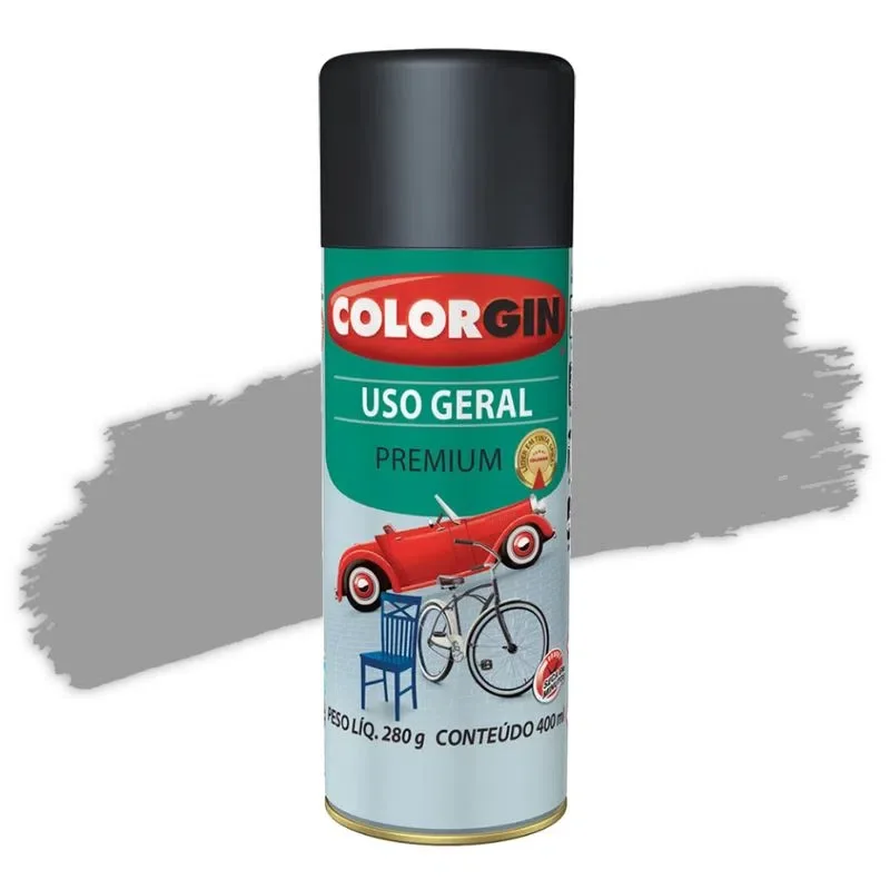 Tinta Spray Uso Geral Cinza Placa 400ml Colorgin