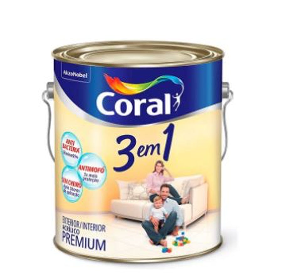 Tinta Látex Premium 3 em 1 Acrílica Branco 3,6 l Coral