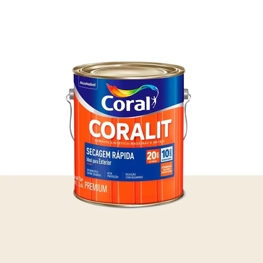 Tinta Esmalte Acetinado Coralit Secagem Rápida Branco 3,6 l Coral