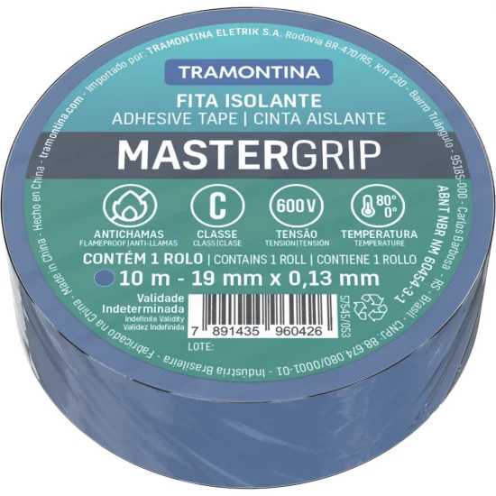 Fita Isolante Colorida Azul 10 M 0,13 Mm X 19 Mm Mastergrip Tramontina