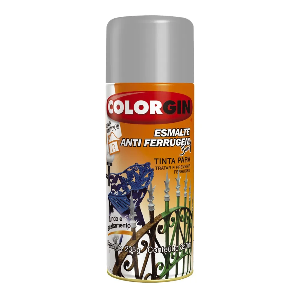 Tinta Spray Colorgin Esmalte Antiferrugem Platina 350Ml Sherwin Williams