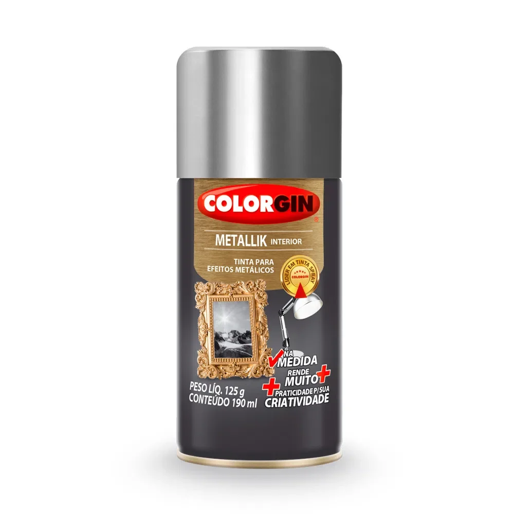 Tinta Spray Colorgin Metallik Interior Na Medida Cromado 190Ml Sherwin Williams