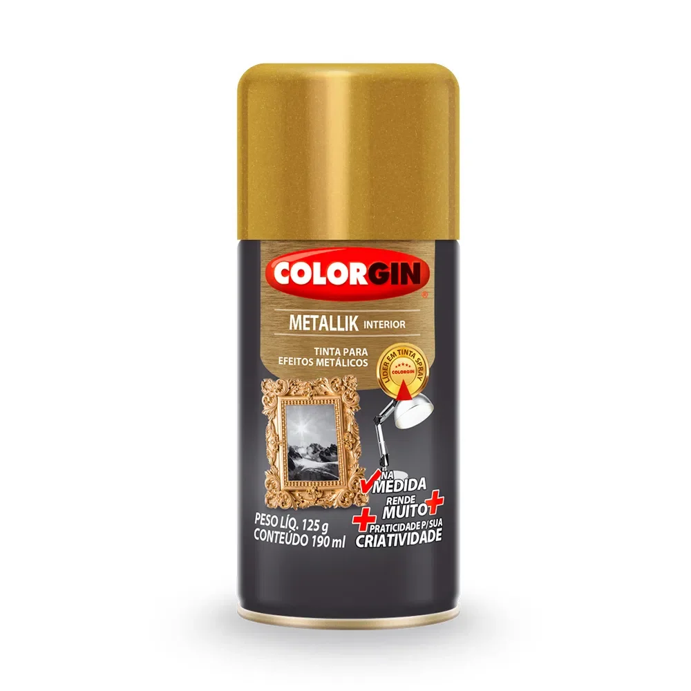 Tinta Spray Colorgin Metallik Interior Na Medida Ouro 190Ml Sherwin Williams