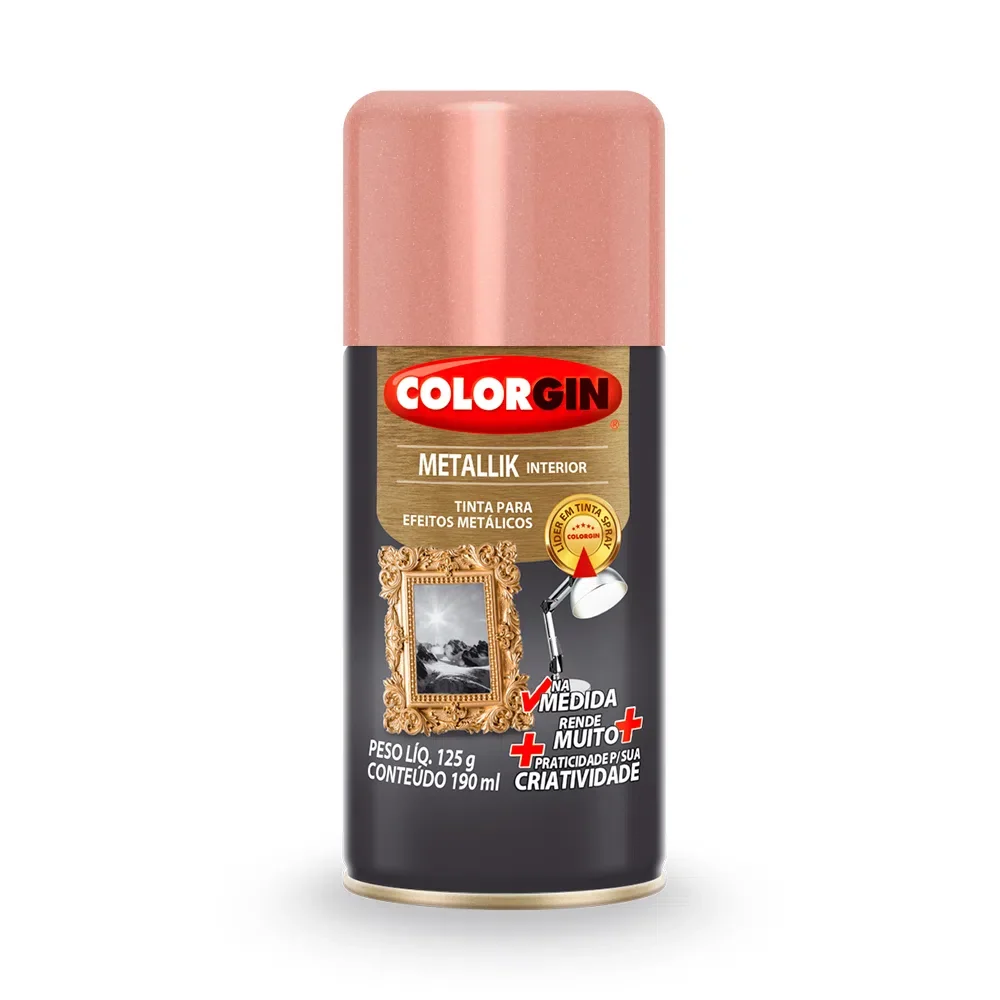 Tinta Spray Colorgin Metallik Interior Na Medida Rose Gold 190Ml Sherwin Williams