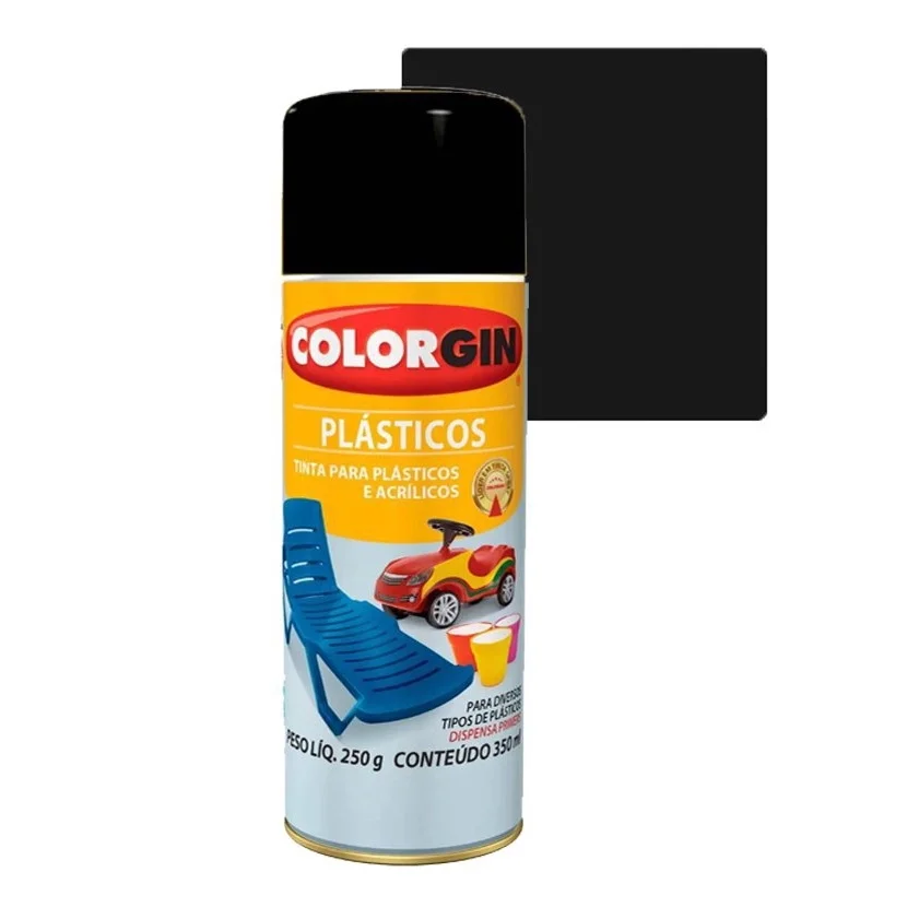 Tinta Spray Colorgin Plástico Preto Fosco 350Ml Sherwin Williams