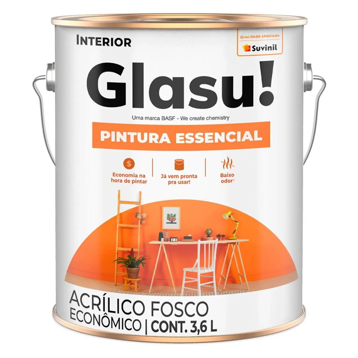 Tinta Acrílica Pintura Essencial Fosco Gelo 3,6L Glasurit