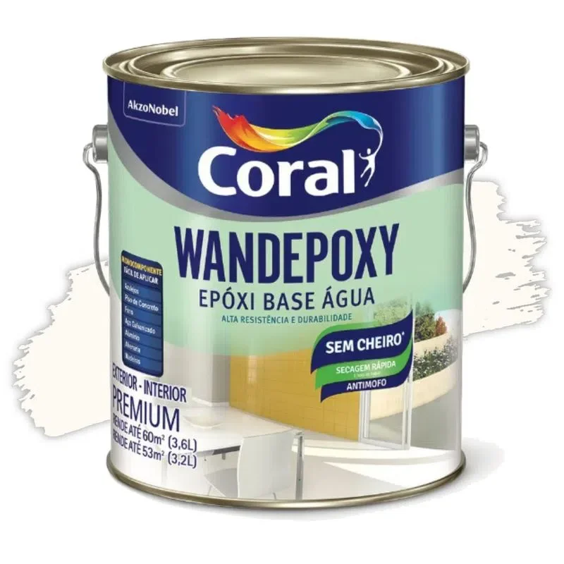 Tinta Epóxi Acetinado Wandepoxy Branco 3,6L Coral