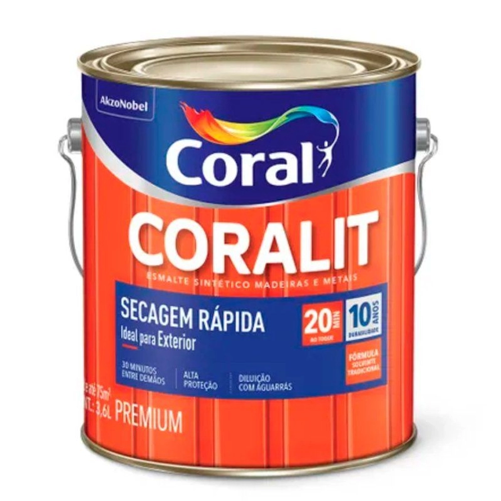 Tinta Esmalte Coralit Secagem Rápida Marfim Brilhante 3,6 L  Coral