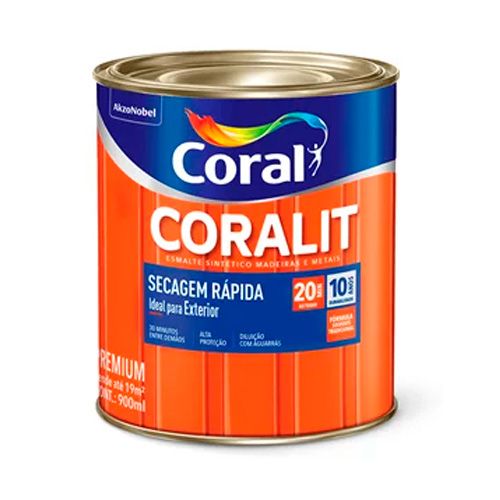 Tinta Esmalte Coralit Secagem Rápida Cinza Escuro Brilhante 900 Ml  Coral