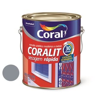 Tinta Esmalte Coralit Secagem Rápida Cinza Escuro Brilhante 3.6 L Coral