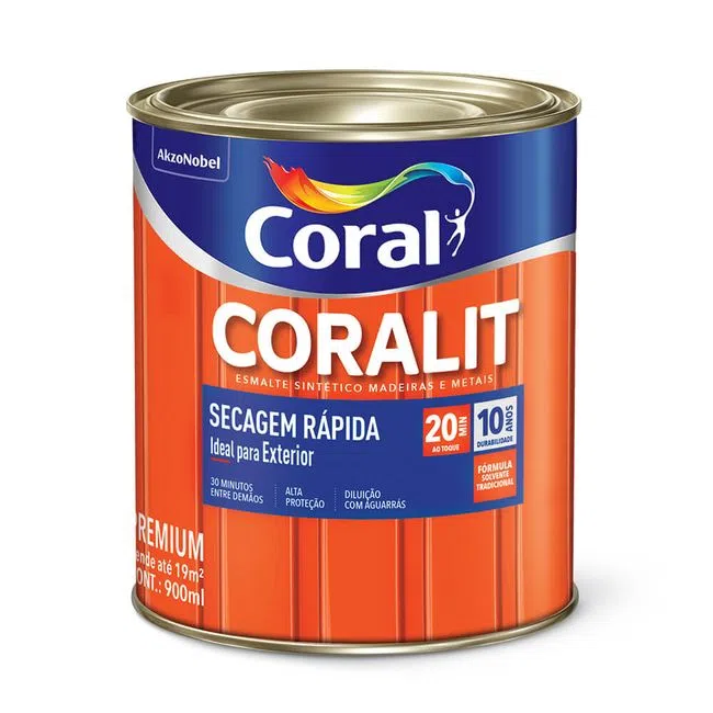 Tinta Esmalte Coralit Secagem Rápida Azul Del Rey Brilhante 900 Ml Coral