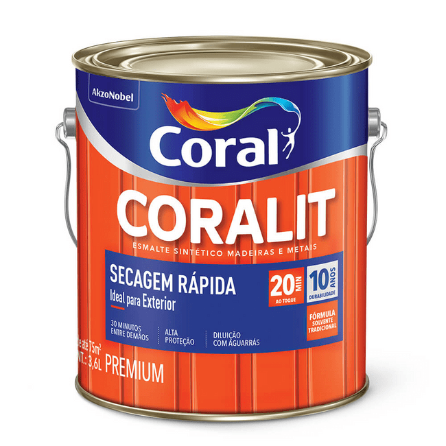 Tinta Esmalte Coralit Secagem Rápida Amarela Brilhante 3.6 L Coral