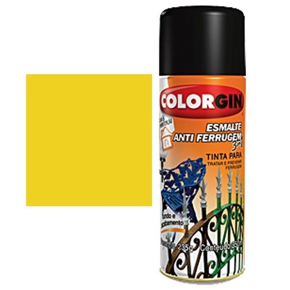 Tinta Spray Esmalte Antiferrugem 3 Em 1 Amarelo 235 G Colorgin