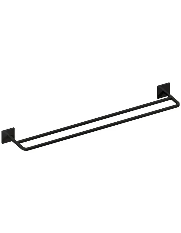 Toalheiro Duplo Bari Preto Fosco 60 Cm Crismoe