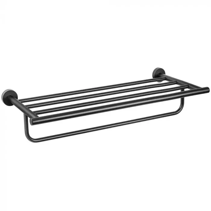 Toalheiro Rack Com Alça Kapa Preto Fosco 60 Cm Crismoe