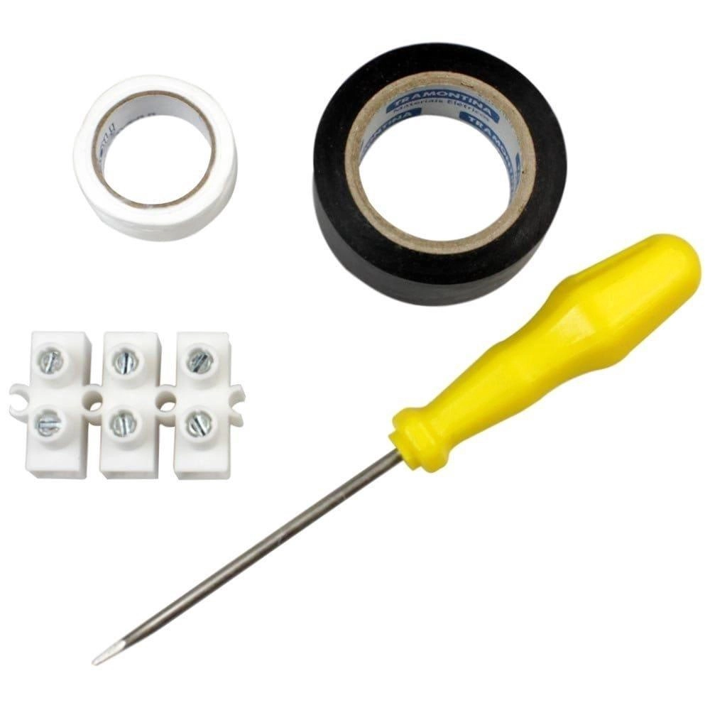 Kit De Ferramentas Com Fita Isolante Fita Veda Rosca Chave De Fenda E Conector 4 Peças Tramontina