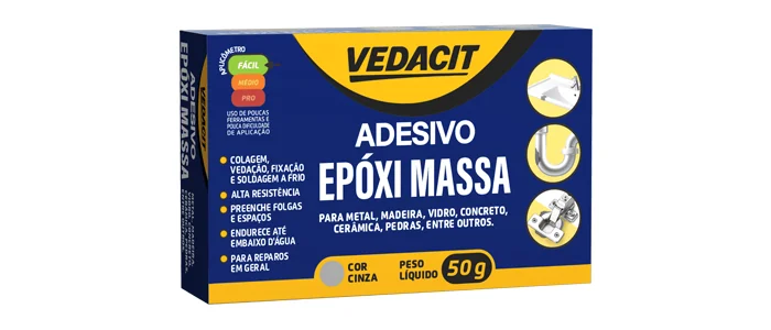O adesivo Epóxi Massa está disponível nas embalagens de 50 g e 100 g (Foto: Divulgação/Vedacit)