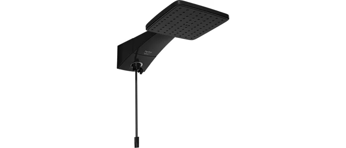 Chuveiro Quadratta Plus preto com haste de controle de temperatura