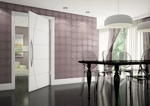 Beleza e conceito moderno em linhas completa de portas de madeira natural