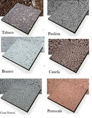 Amostra de seis cores do piso Megadreno