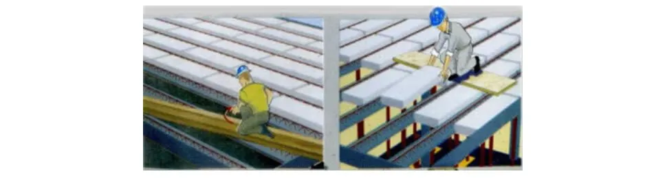 Montagem de laje com lajotas em EPS