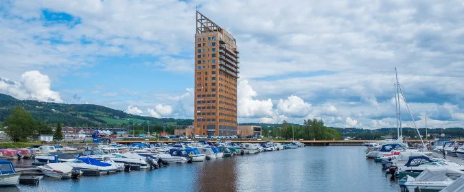 foto do maior prédio de madeira (e a prova de fogo) do mundo, construído na Noruega