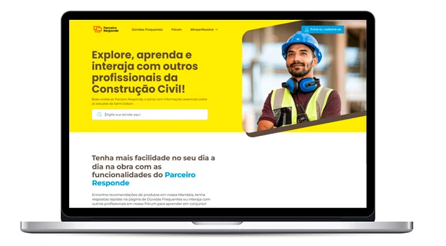 Tela de computador mostra o site do Parceiro Responde