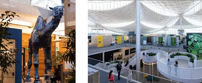 foto de fachada do campus do Google, na Califórnia