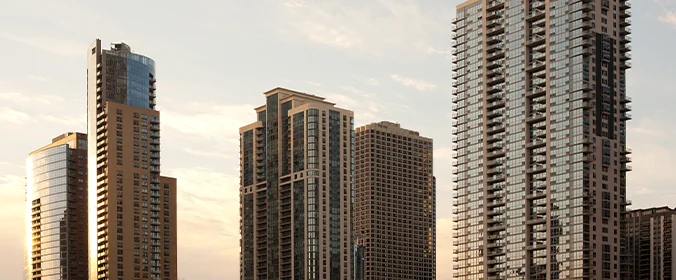 foto de vários prédios semelhantes