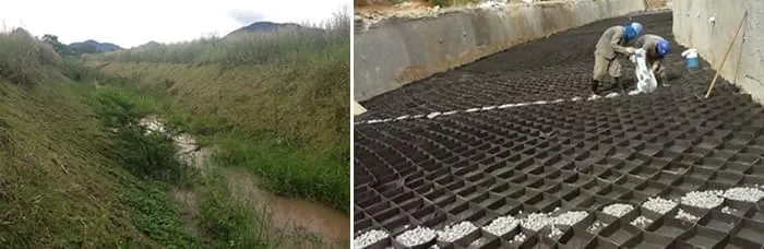 Solo grampeado - Strataweb - Aterro - Canal