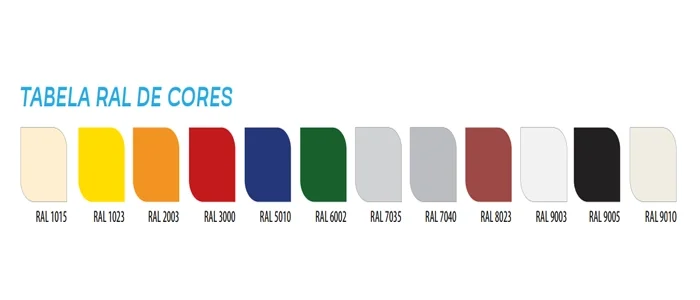 Tabela de cores Telhas Termoacústicas 